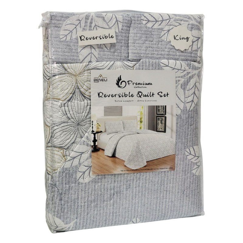 JUEGO DE SABANAS CAMERA TIPO EDREDON REVERSIBLE DE 3PCS KING BENELI HOME