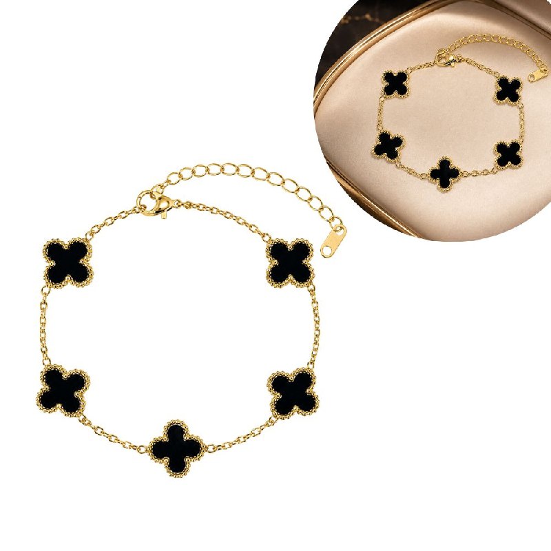 PULSERA DE ENCHAPE PARA DAMA CON DISEÑO DE FLOR 19CM (DUPE DE VAN CLEEF)