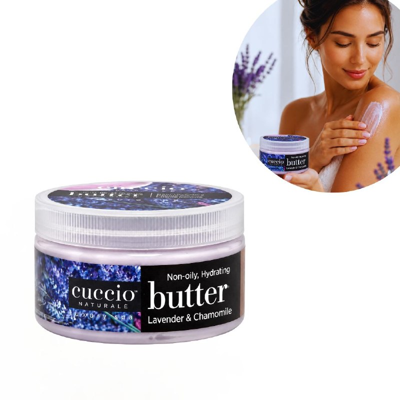 CREMA CORPORAL EXFOLIANTE HIDRATANTE INTENSIVA CON AROMA A LAVANDA Y MANZANILLA CUCCIO 226G