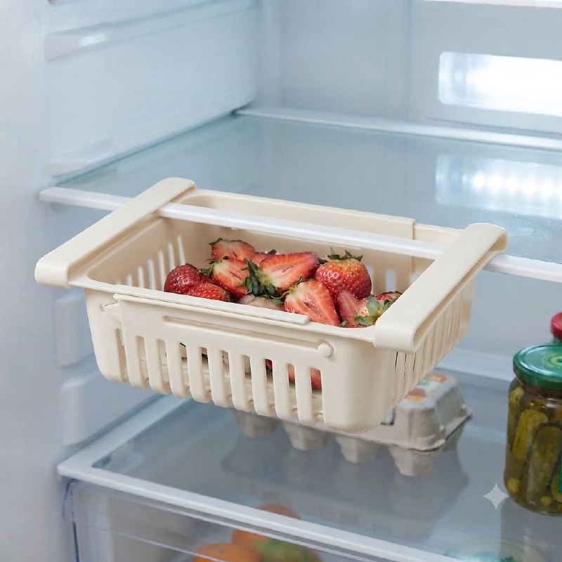 CANASTA ORGANIZADORA PARA ALIMENTOS AJUSTABLE PARA REFRIGERADOR MULTIUSOS