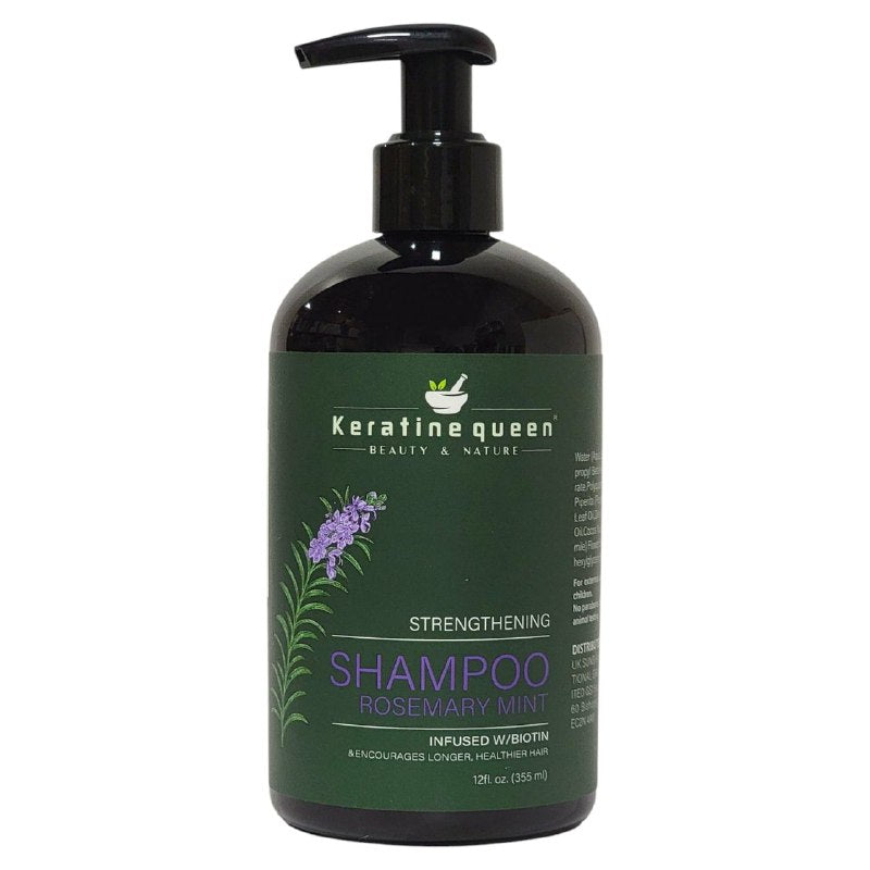 SHAMPOO PARA EL CABELLO DE ROMERO Y MENTA INFUSIONADO CON BIOTINA KERATINE QUEEN 335ML