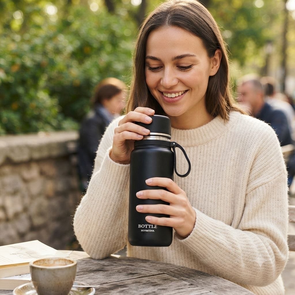 TERMO BOTELLA HOT&COOL PREMIUM ENVASE TÉRMICO DE ACERO INOXIDABLE CON ASA ERGONÓMICA Y FILTRO INTERNO BENELI HOME 850ML