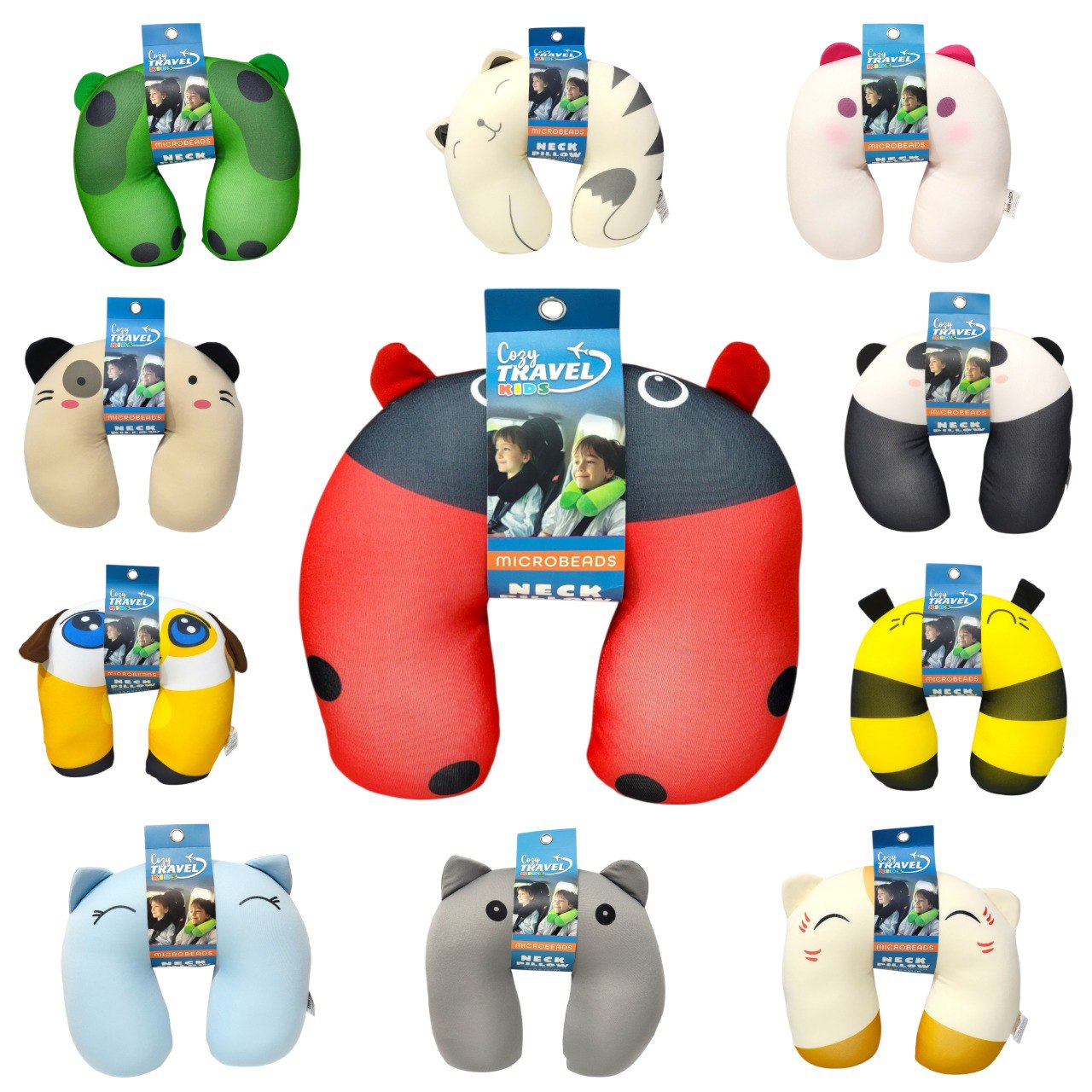ALMOHADAS DE VIAJE RELLENAS DE MICROPERLAS COZY TRAVEL KIDS 25X27CM