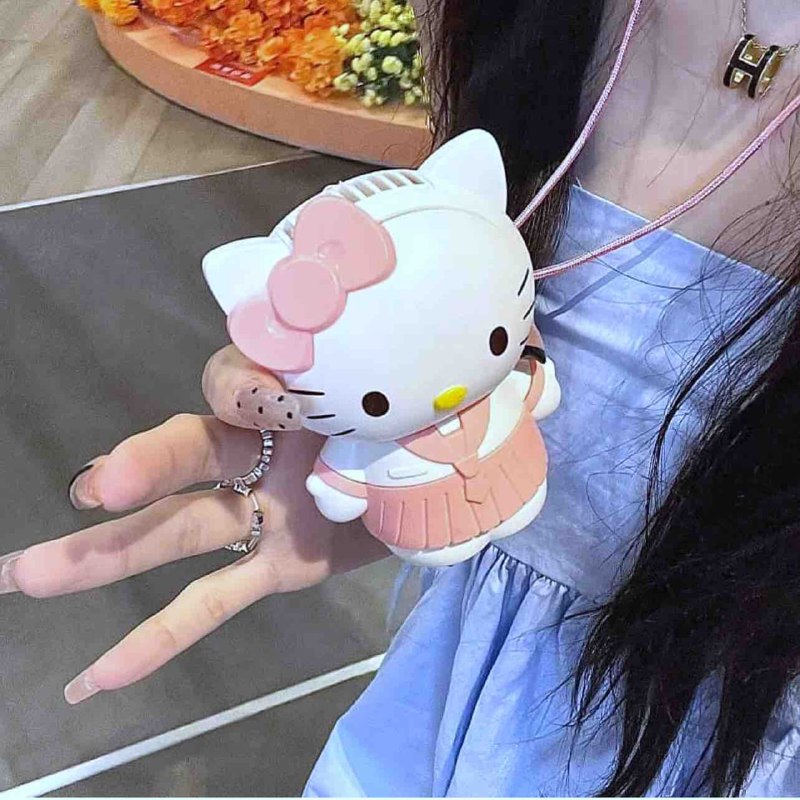 VENTILADOR DE CUELLO RECARGABLE HELLO KITTY CUTE FAN 3 COLORES