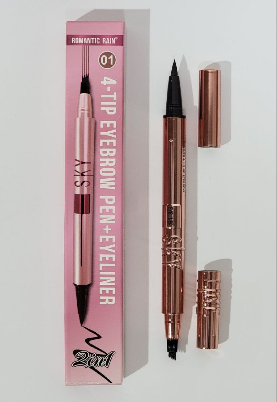 LAPIZ PARA CEJAS DE 4 PUNTAS Y DELINEADOR DE OJOS IMPERMEABLE ROMANTIC RAIN (DUPE DE MAYBELLINE)