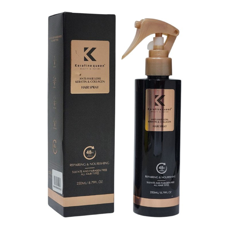 SPRAY PARA EL CABELLO ANTICAIDA CON QUERATINA Y COLAGENO KERATINE QUEEN 250ML