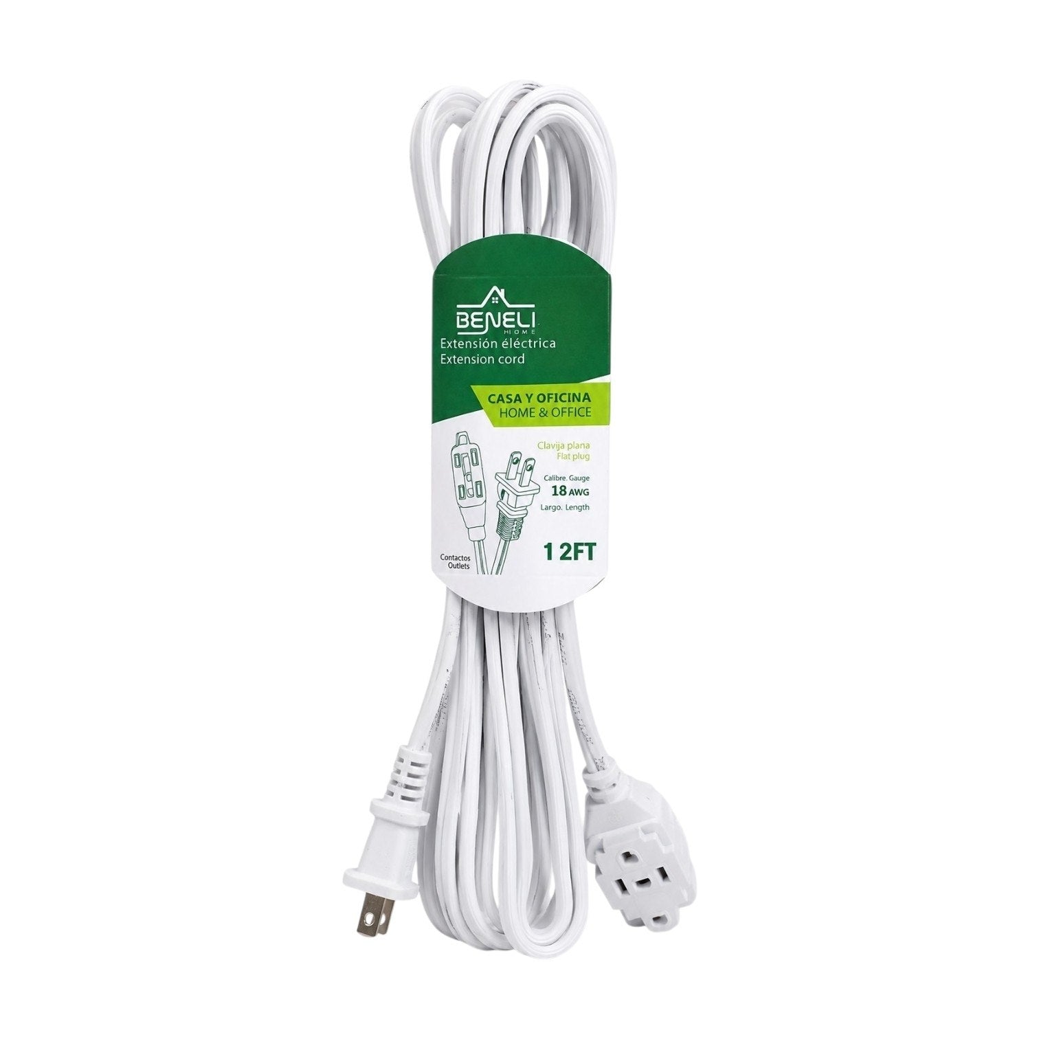 EXTENSIÓN ELÉCTRICA FLEXIBLE PARA HOGAR Y OFICINA BENELI HOME HOME & OFFICE EXTENSION CORD 12FT 365.76 CM