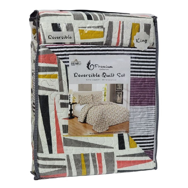 JUEGO DE SABANAS CAMERA TIPO EDREDON REVERSIBLE DE 3PCS KING BENELI HOME