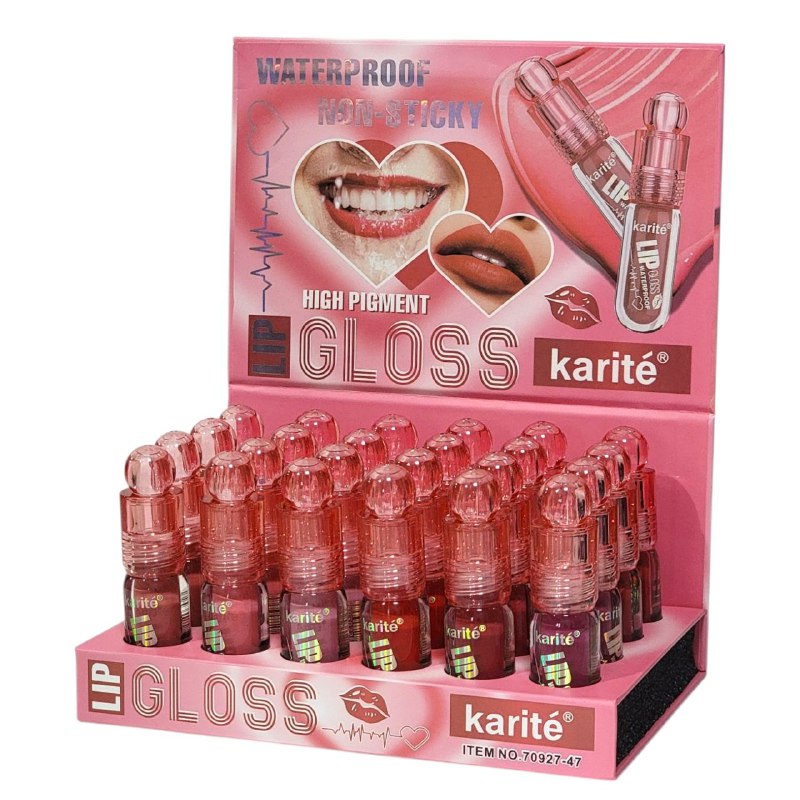 BRILLO LABIAL IMPERMEABLE NO PEGAJOSO ALTA PIGMENTACION 12 TONOS KARITE 3ML (DUPE DE RARE BEAUTY)