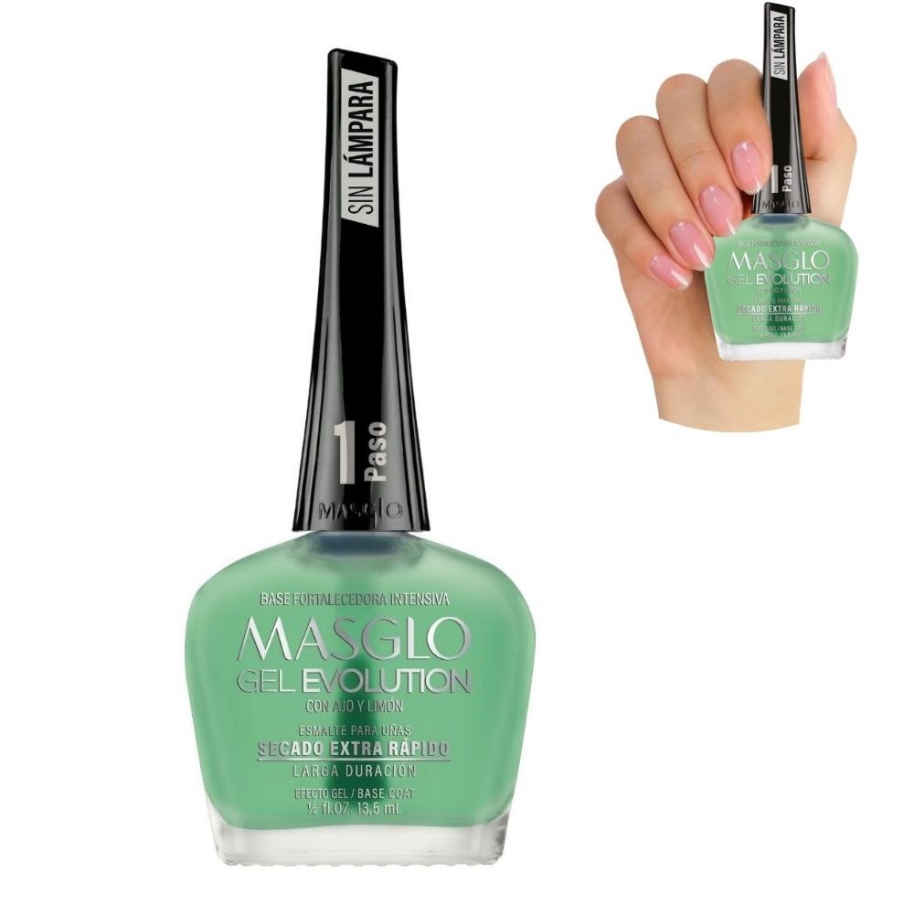 BASE FORTALECEDORA INTENSIVA DE UÑAS CON EXTRACTO DE AJO Y LIMON GEL EVOLUTION MASGLO 13.5ML