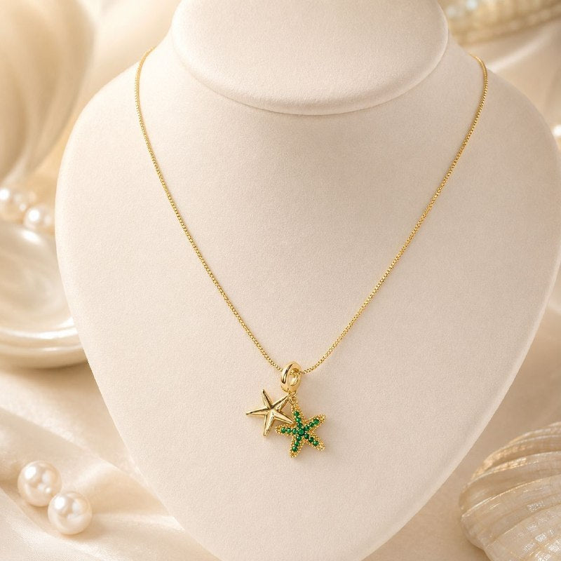 GARGANTILLA DE ENCHAPE PARA DAMA CON DISEÑO DE ESTRELLA 3CM
