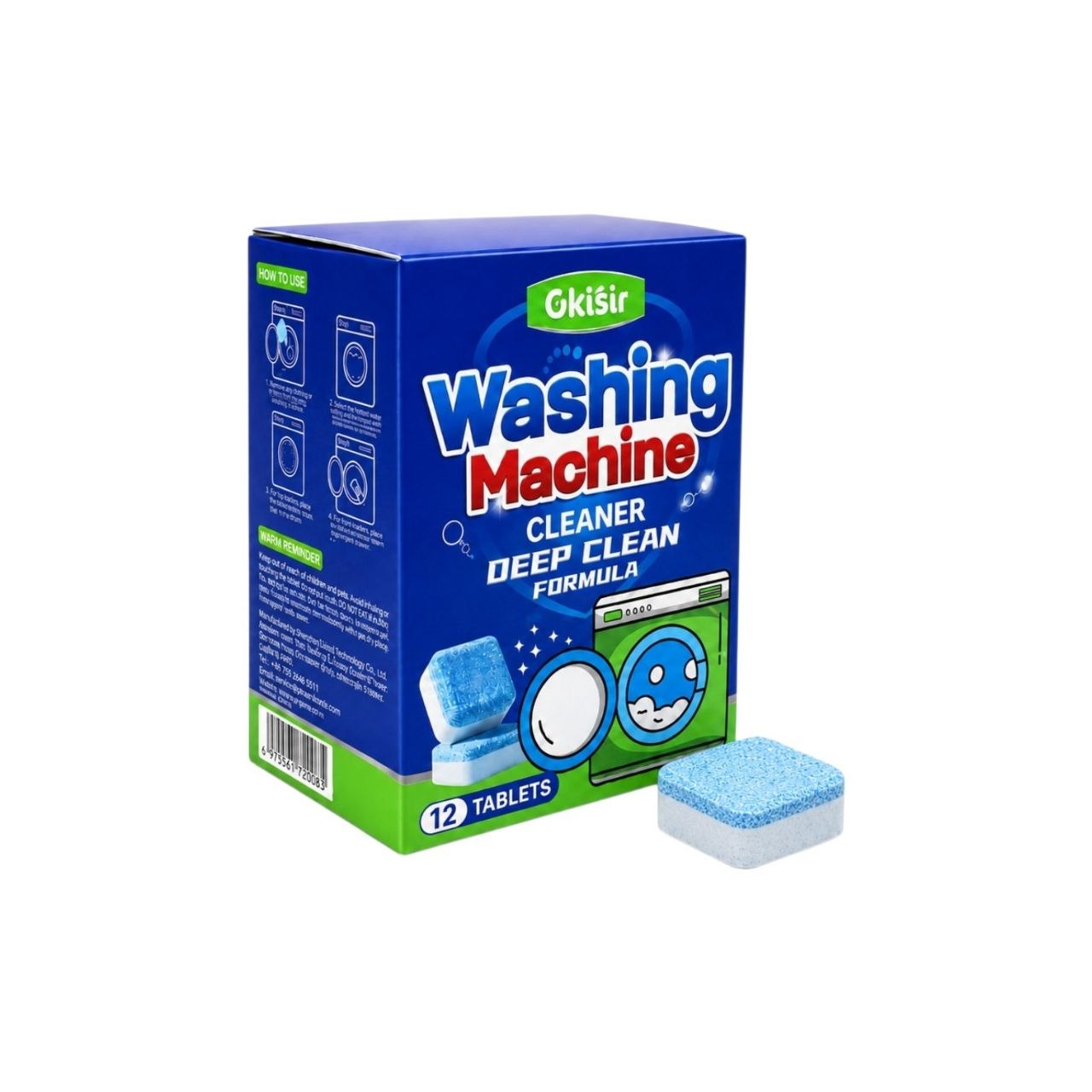 PASTILLAS LIMPIADORAS PARA LAVADORA DEEP CLEAN FORMULA GKISIR 12 TABLETAS 1 UND