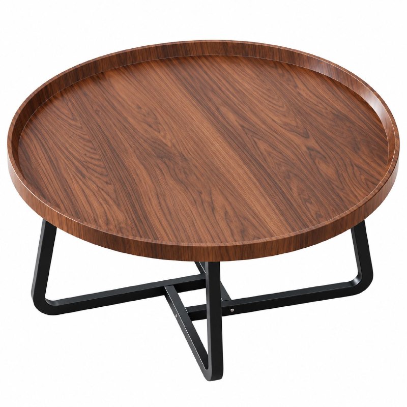 MESA AUXILIAR REDONDA MODERNA CON BORBE ELEVADO PARA SALA Y DORMITORIO 60X60X41CM