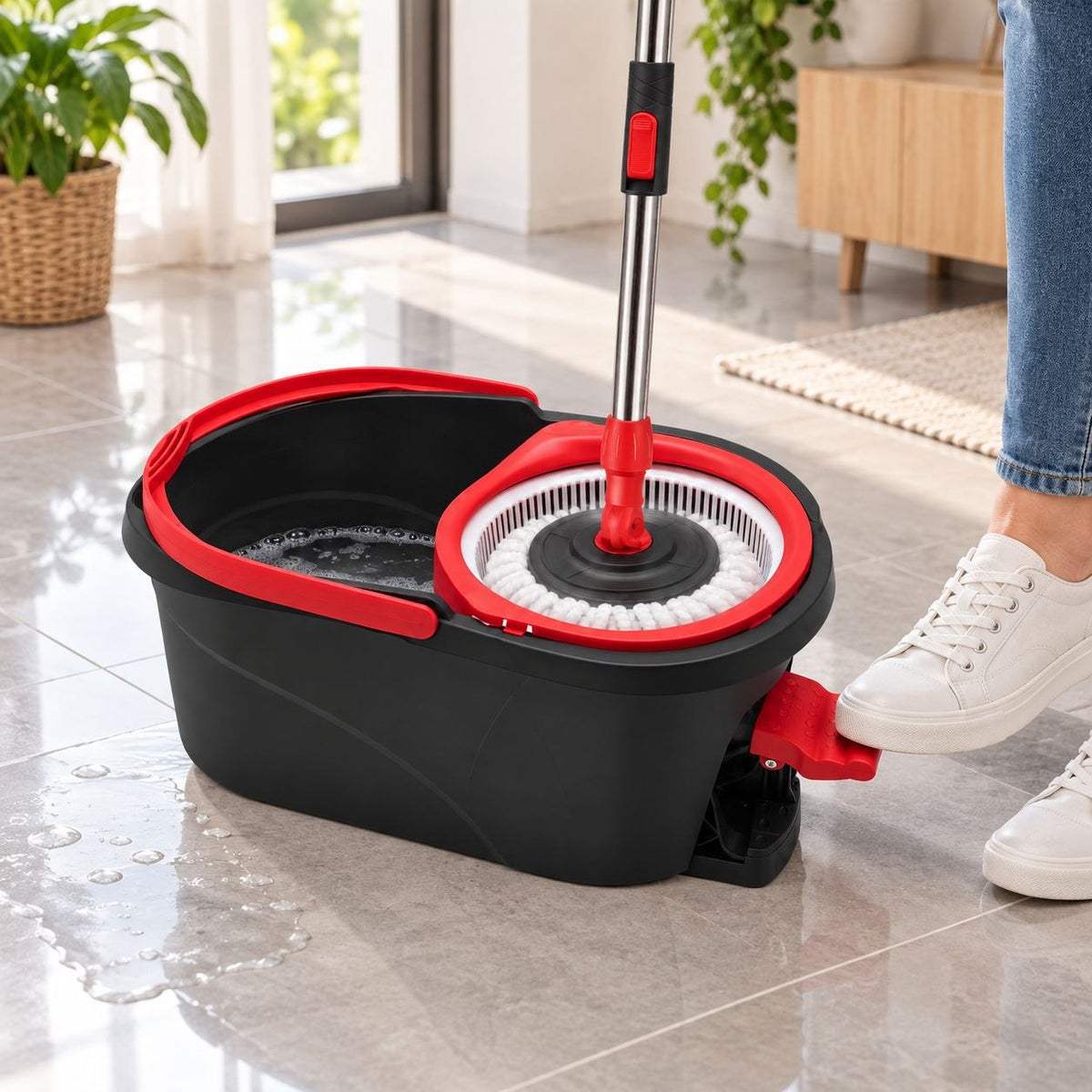 MOPA GIRATORIA 360 SPIN MOP CON BALDE Y CABEZAL DE MICROFIBRA