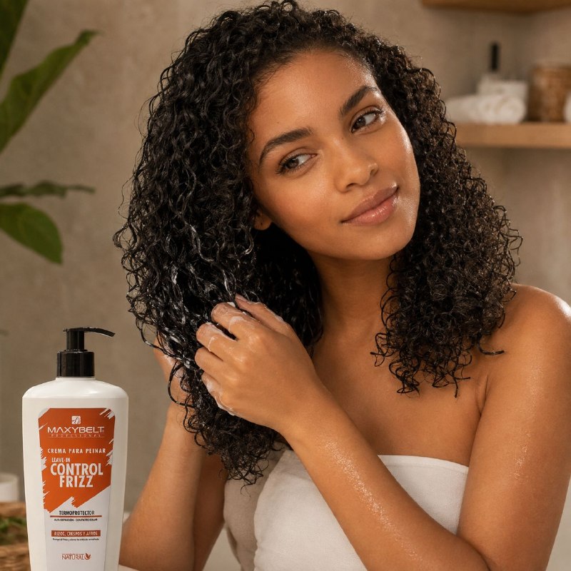 CREMA PARA PEINAR SIN ENJUAGUE PARA CABELLO RIZADO, CRESPO Y AFRO MAXYBELT 390ML