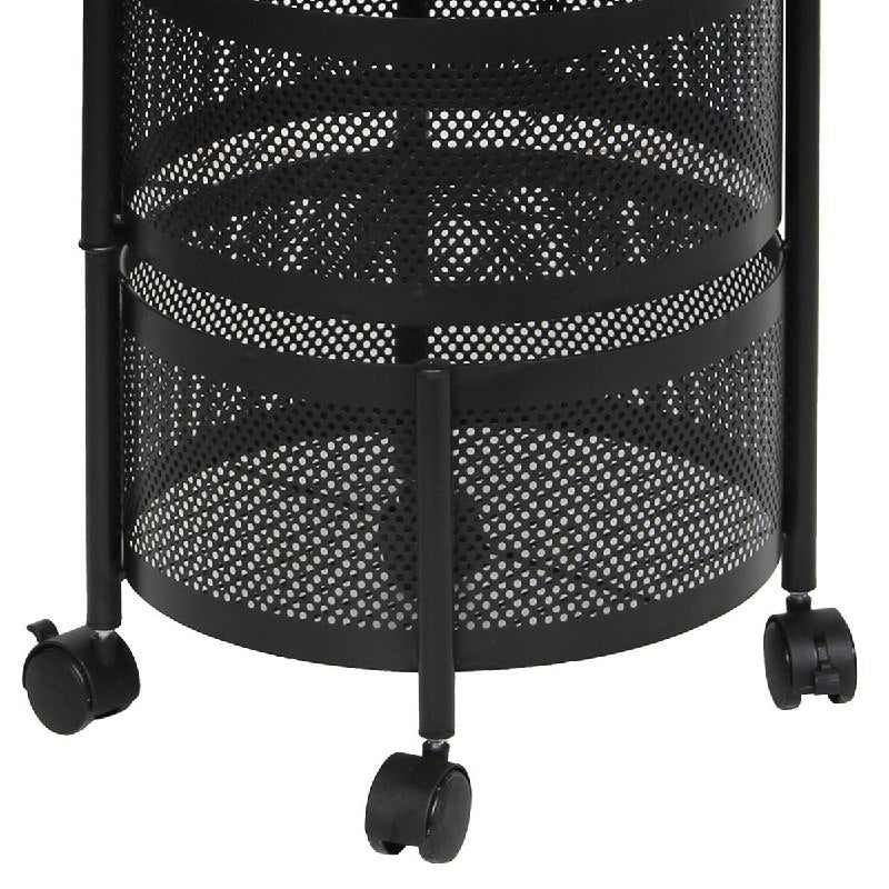 ESTANTE ORGANIZADOR MULTIUSOS GIRATORIO DE 4 NIVELES DE ACERO INOXIDABLE NEGRO 75X34CM