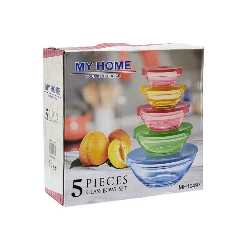 SET DE TAZONES HERMETICOS DE VIDRIO 5PCS MODELO MY HOME