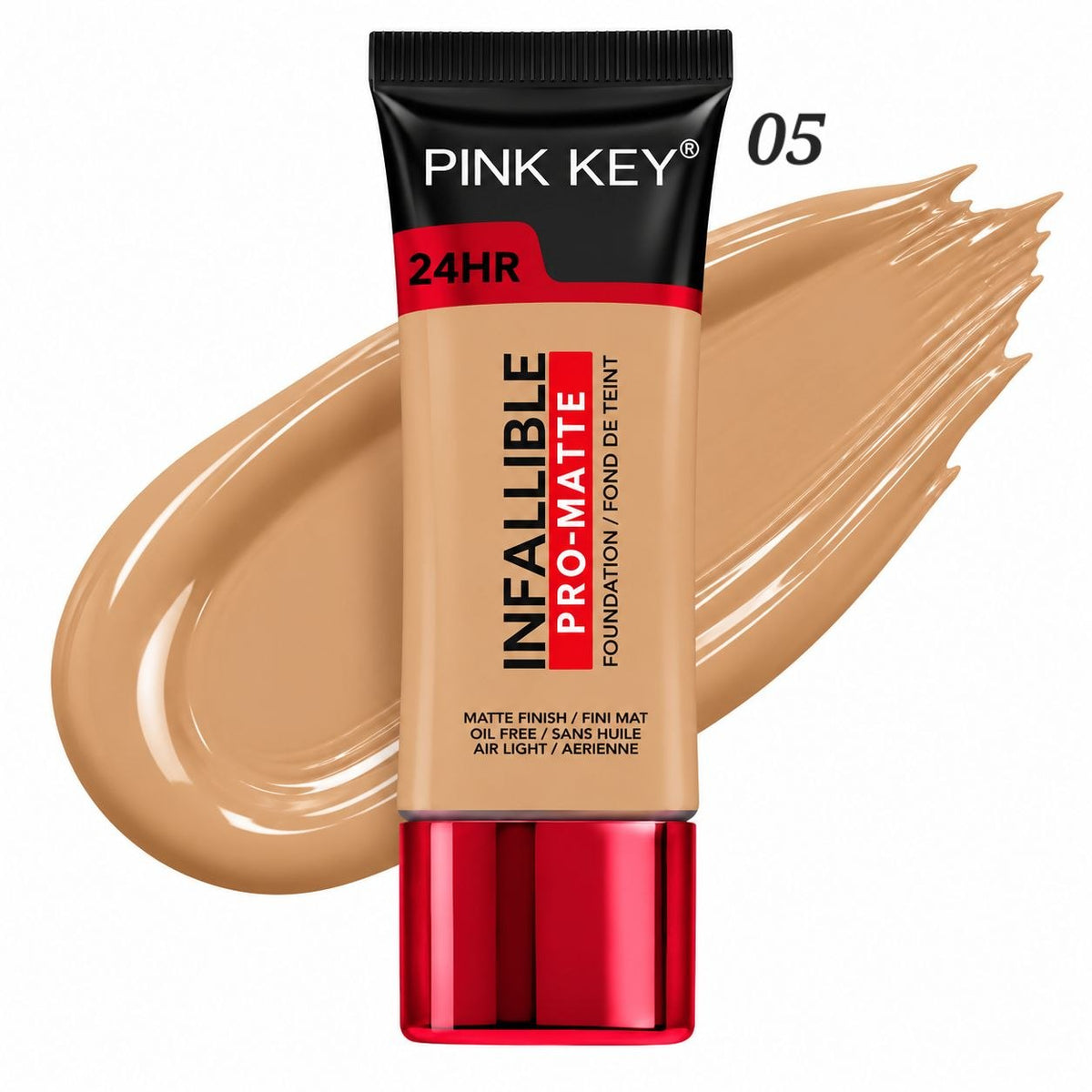 BASE DE MAQUILLAJE LÍQUIDA ACABADO MATE ECONÓMICA PINK KEY 24H