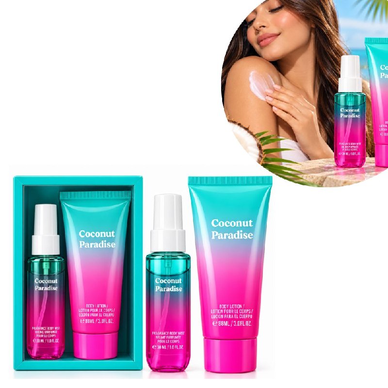 SET ECONÓMICO COCONUT PARADISE UNITED SCENTS 2PCS (CREMA 88ML + MIST 30ML)