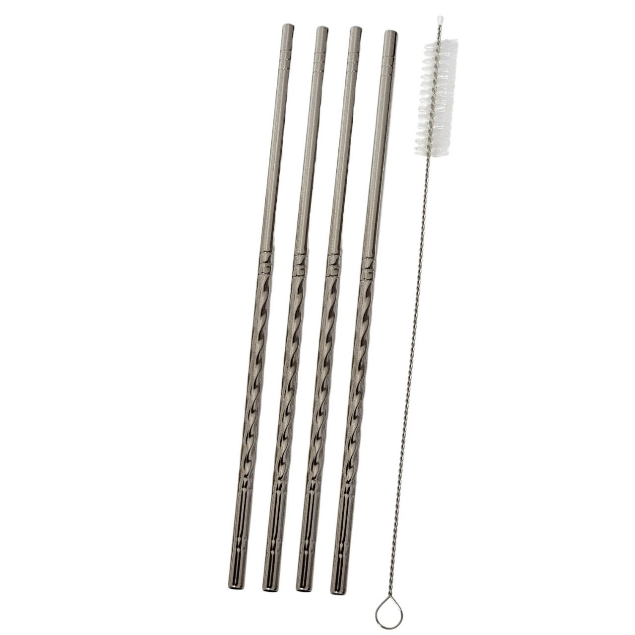 SET DE PAJILLAS REUTILIZABLES DE ACERO INOXIDABLE KIT ECO-CONSCIENTE PARA COCTELERÍA Y BEBIDAS FRÍAS STAINLESS 4 PAJILLAS RECTAS + 1 CEPILLO DE LIMPIEZA