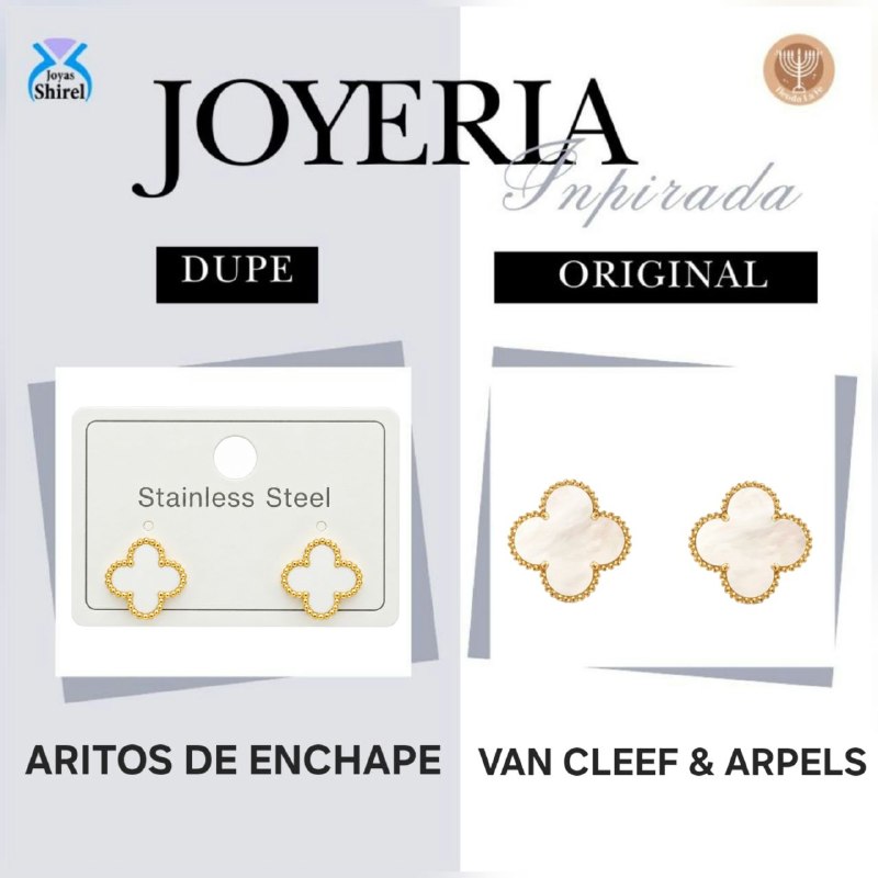 ARITOS DE ENCHAPE PARA DAMA CON DISEÑO DE FLOR 1.2CM (DUPE DE VAN CLEEF)