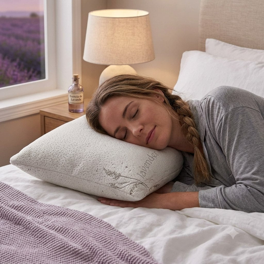ALMOHADA AROMATIZADA A LAVANDA CON ESPUMA VISCOELASTICA HIPOALERGENICA Y ANTIBACTERIANA BENELI HOME 40X60CM