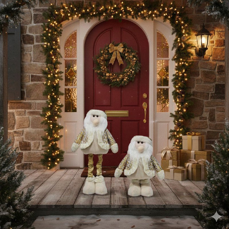 DECORACION ADORNO NAVIDEÑO PELUCHE MUÑECO DE HOMBRE DE NIEVE O SANTA CLAUS ELEGANTE Y LINDO