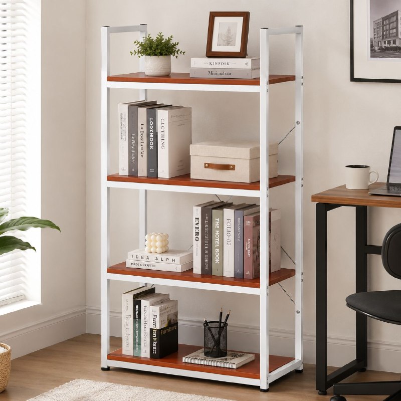 ESTANTE ORGANIZADOR DE 4 NIVELES VERTICAL RESISTENTE PARA EL HOGAR O OFICINA 123X41X9.5CM