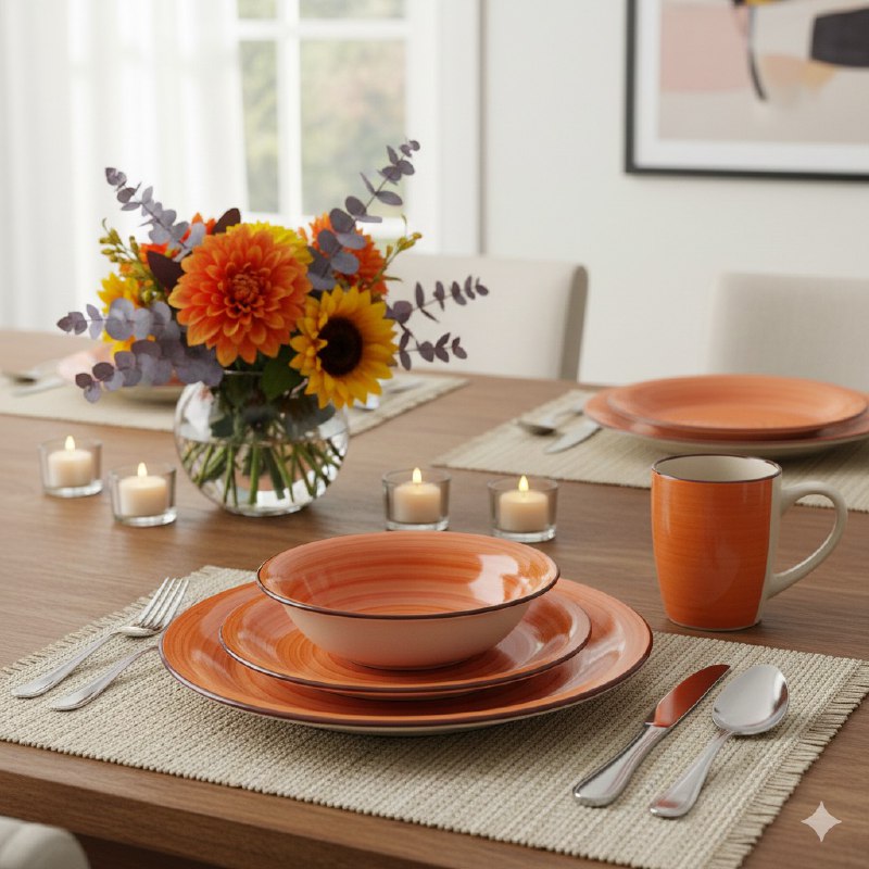 PLATOS JUEGO DE VAJILLA DE GRES ELEGANTES FIABLES BENELI HOME DE 16 PIEZAS