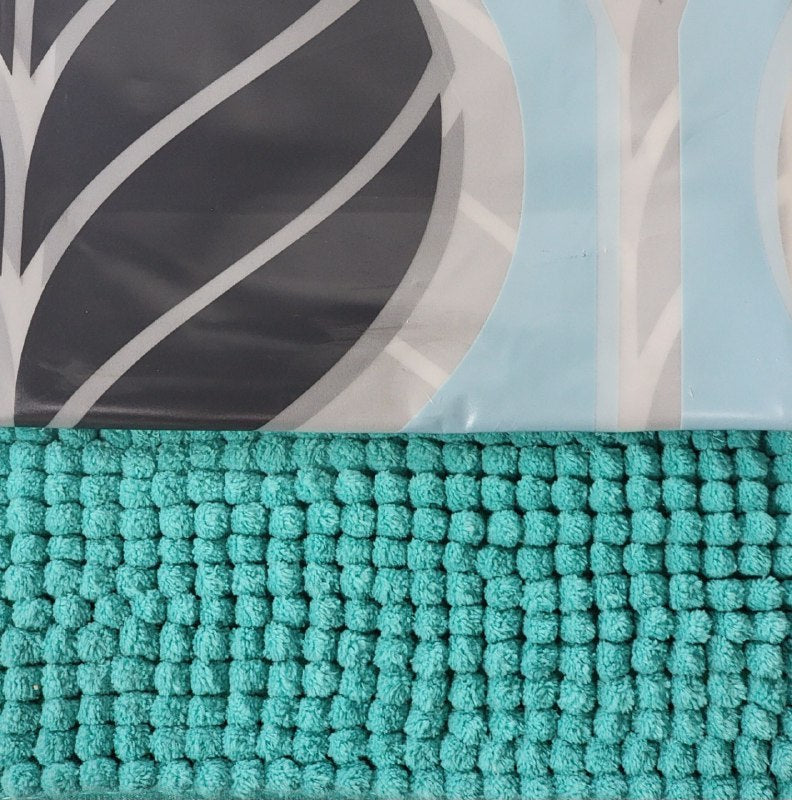 CORTINA DE DUCHA EN SET DE 2 PIEZAS TAPETE 40X60CM, CORTINA Y GANCHOS 180X180CM BENELI HOME