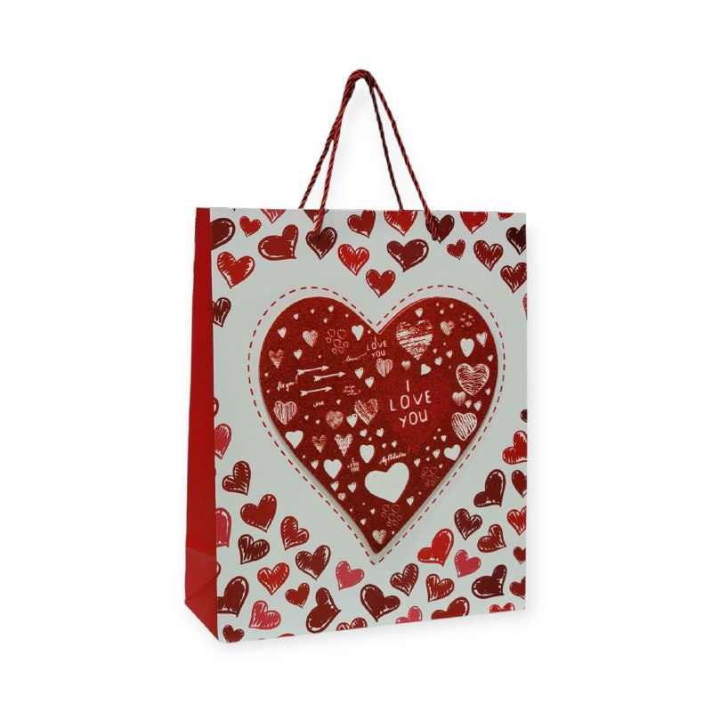 BOLSA DE REGALO MEDIANA 26X32X10CM SAN VALENTIN