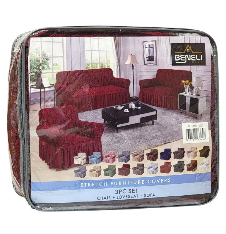 SET DE FORROS ELASTICOS DE MUEBLES, JUEGO DE 3 PIEZAS PARA MUEBLES VARIOS COLORES BENELI HOME