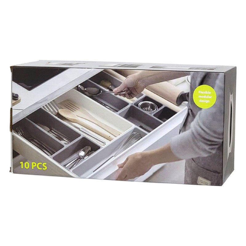 ORGANIZADOR  DE GAVETAS DE COCINA JUEGO DE ORGANIZACION DE CAJON PARA CUBIERTOS, TENEDORES, UTENSILIOS, PAPELERIA, HERRAMEINTAS, ETC, DISEÑO MODULAR PERSONALIZABLE 10UND