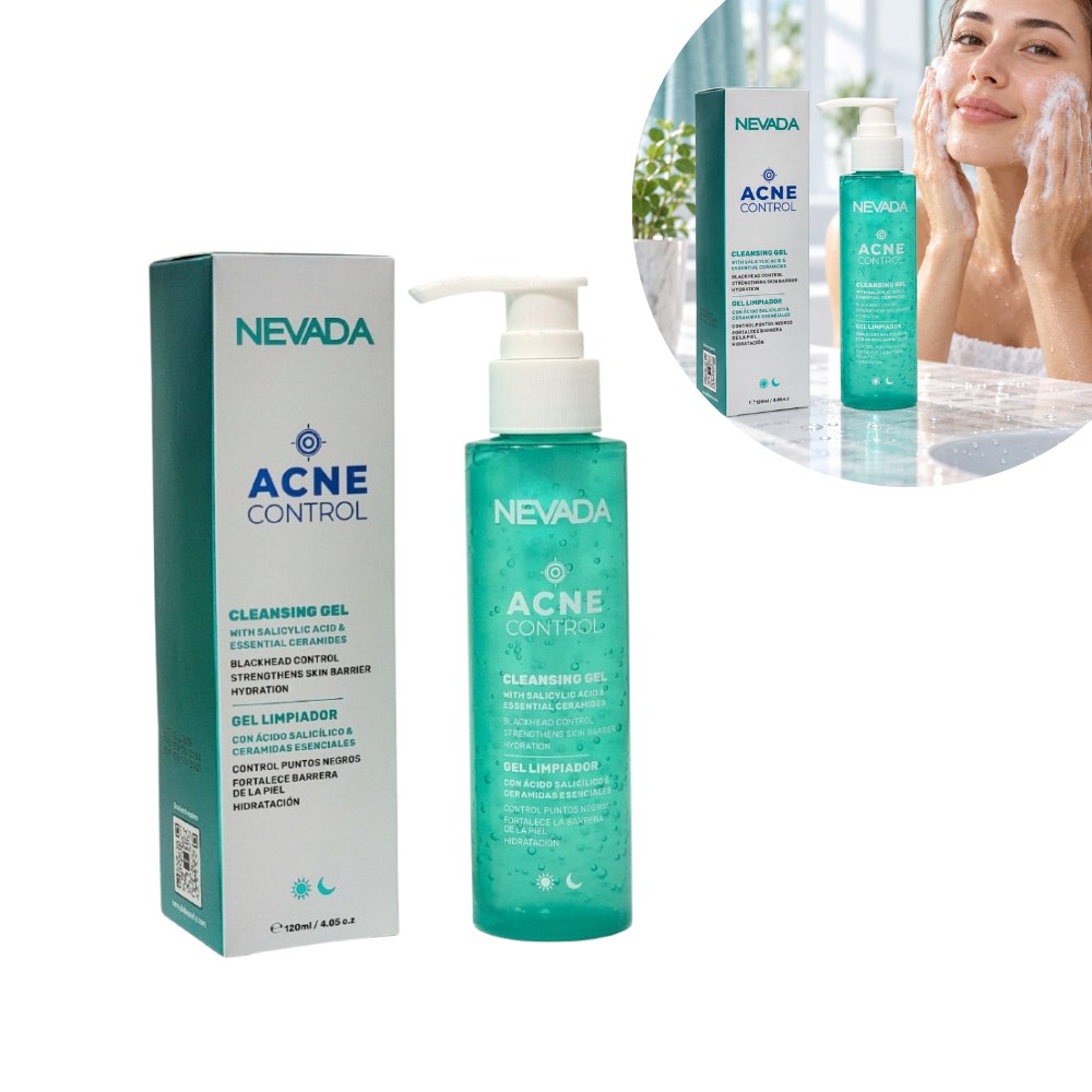 LIMPIADOR FACIAL EN GEL DE ACIDO SALICILICO Y CERAMIDAS QUE ELIMINAN ACNE Y PUNTOS NEGROS NEVADA 120ML