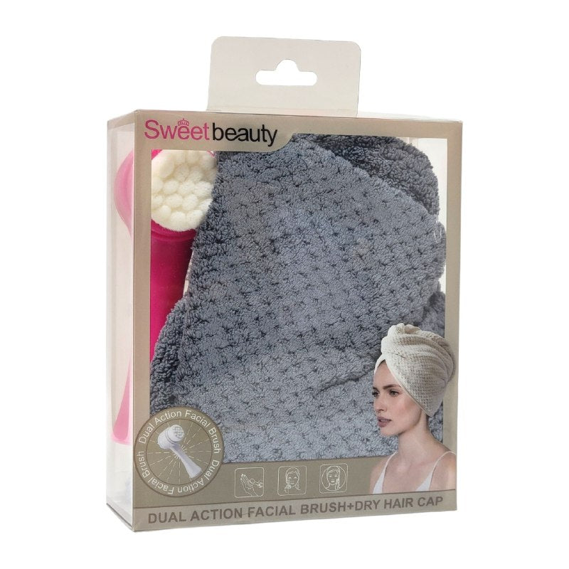 KIT DE CUIDADO PERSONAL, ESPONJA MAQUILLAJE, TOALLA PELO Y CEPILLO FACIAL SWEET BEAUTY