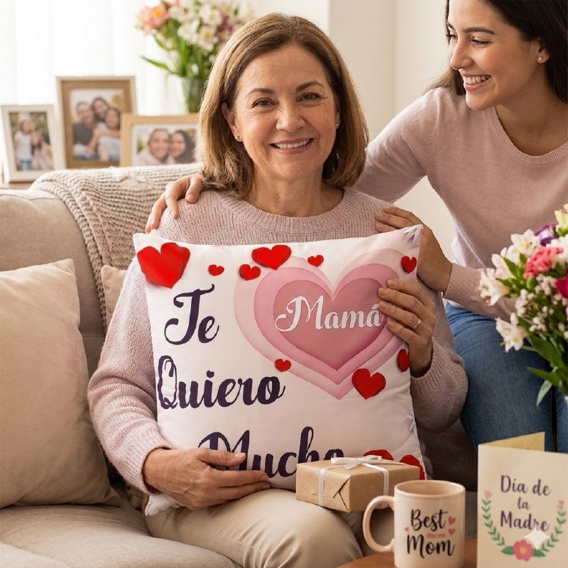 COJIN ALMOHADA DECORATIVA DEL DIA DE LAS MADRES 43X43CM