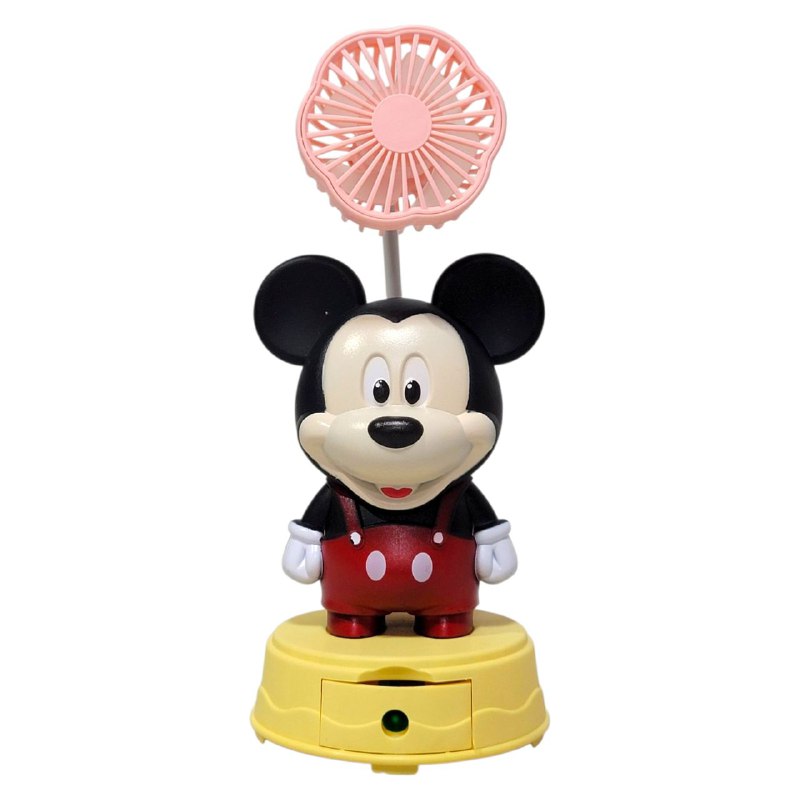 VENTILADOR DE MESA RECARGABLE DE MICKEY MOUSE CON SACAPUNTAS TABLE FAN 2 COLORES