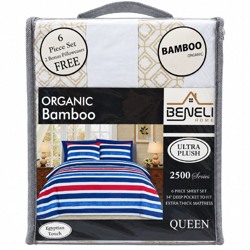 JUEGO DE SABANAS QUEEN DE 6 PIEZAS EN MICROFIBRA Y BAMBU BENELI HOME