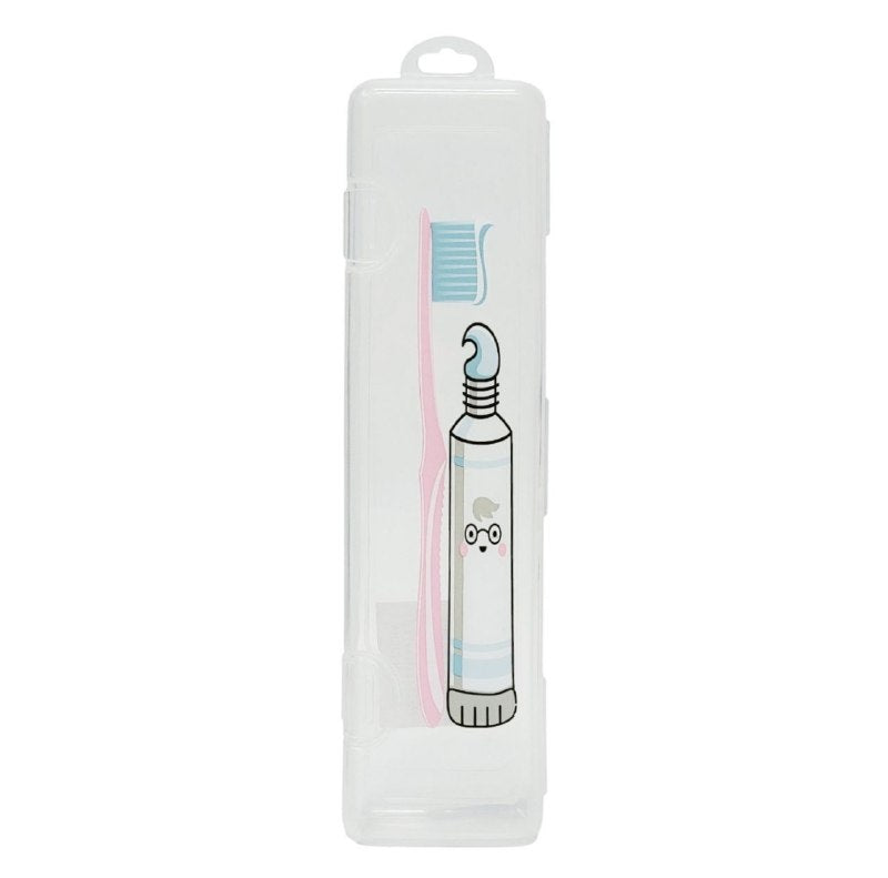 FUNDA ESTUCHE DE PLASTICO TRANSPARENTE PARA CEPILLO Y PASTA DENTAL 24X6CM