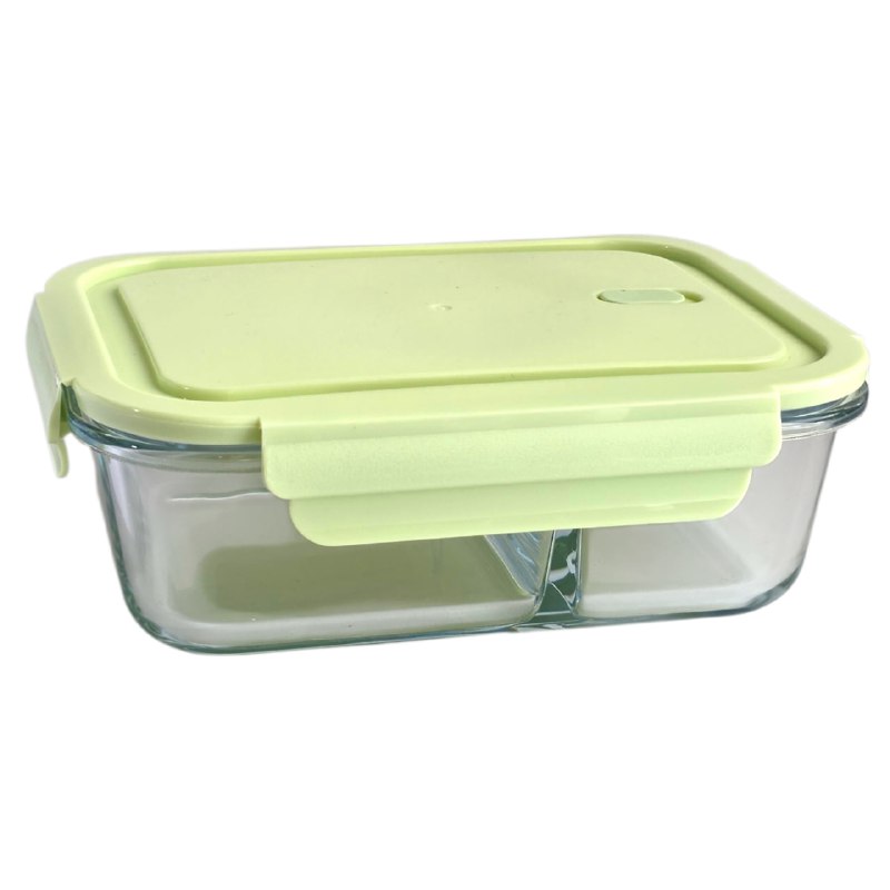 RECIPIENTE PANA DE VIDRIO DE 2 DIVISIONES PARA ALMACENAR ALIMENTOS RED CHERRY 20X15X7CM