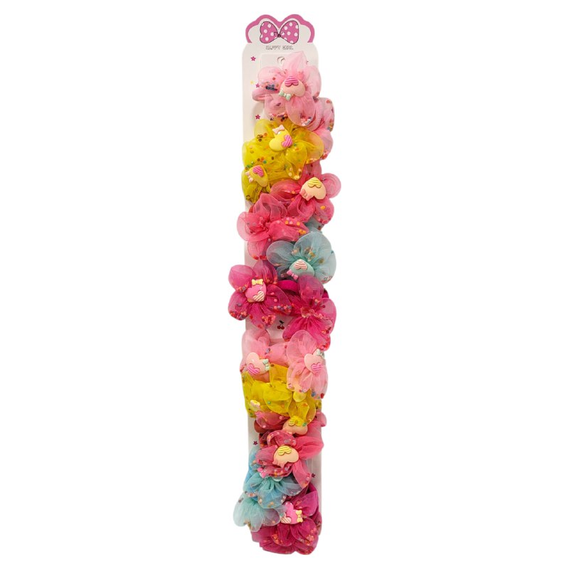 COLAS DE TUL CORAZONES, ACCESORIO PARA EL CABELLO EN PAQUETE DE 10 PARES 6.5X6.5CM