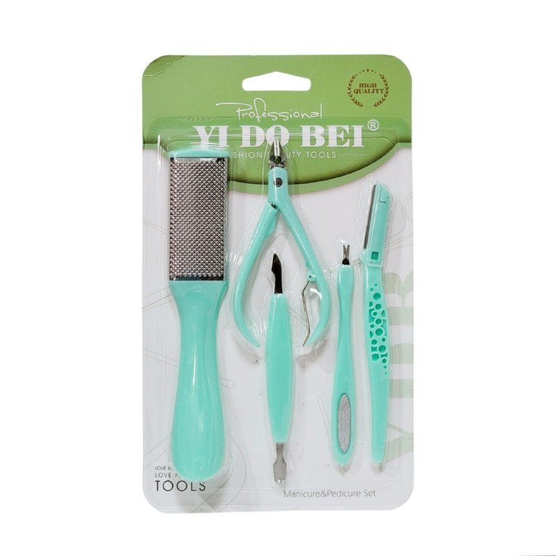 SET DE PEDICURA Y MANICURA PROFESIONAL DE 5 PIEZA, ELIMINAN DUREZAS Y PIEL MUERTA Y SUAVIZAN LA PIEL YI DO BEI