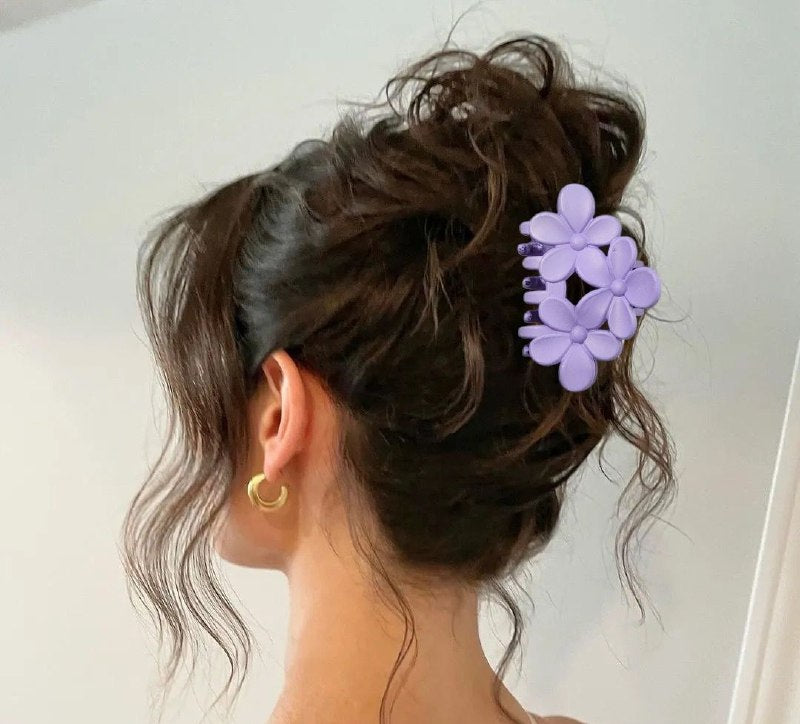 GANCHO PARA EL CABELLO DE DISEÑO DE TRIPLE FLOR, PINZAS DE SUJECION FUERTE, ACCESORIO PARA EL CABELLO PAQUETE DE 12UND 7X4CM