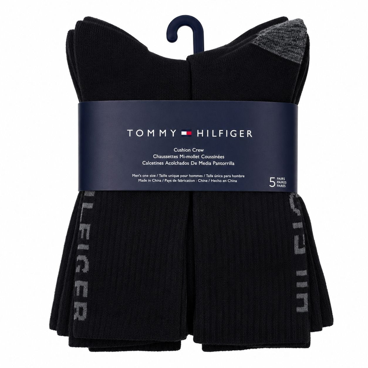 CALCETA ALTA TOMMY HILFIGER PARA HOMBRE 5 PARES TALLA ÚNICA