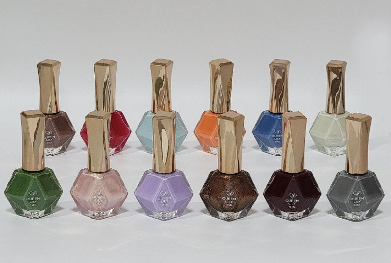 ESMALTE DE UÑAS DE LARGA DURACION DE 7 DIAS, ACABADO SUAVE Y MATE LIGERO, 12 COLORES QUEENLILY 15ML