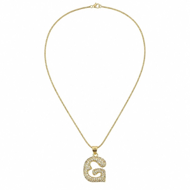 GARGANTILLA DE ENCHAPE PARA DAMA CON DISEÑO DE LETRA G CON CORACON 2.3CM