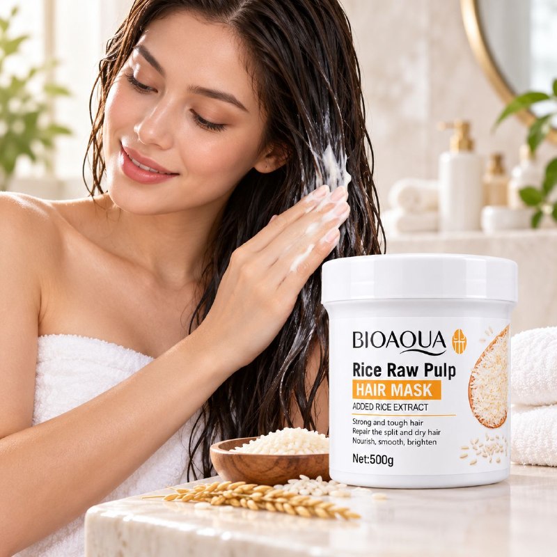 MASCARILLA CAPILAR NUTRITIVA Y REPARADORA CON EXTRACTO DE ARROZ BIOAQUA 500G