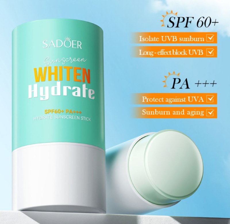 PROTECTOR SOLAR EN BARRA DE ALTA PROTECCION E HIDRATANTE NO PEGAJOSO SPF 60 PA+++ SADOER 20G