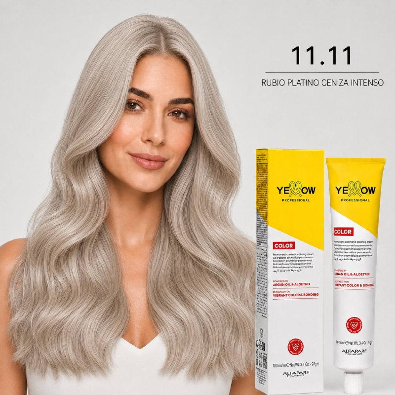 TINTE PERMANENTE PARA EL CABELLO CON ACEITE DE ARGAN Y ALOETRIX TONO 11.11 RUBIO PLATINO CENIZA INTENSO ALFAPARF 100ML