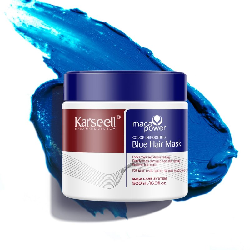 MASCARILLA CAPILAR AZUL DEPOSITANTE DE COLOR NEUTRALIZADORA E HIDRATANTE CON ESENCIA DE MACA PERUANA KARSEELL 500ML